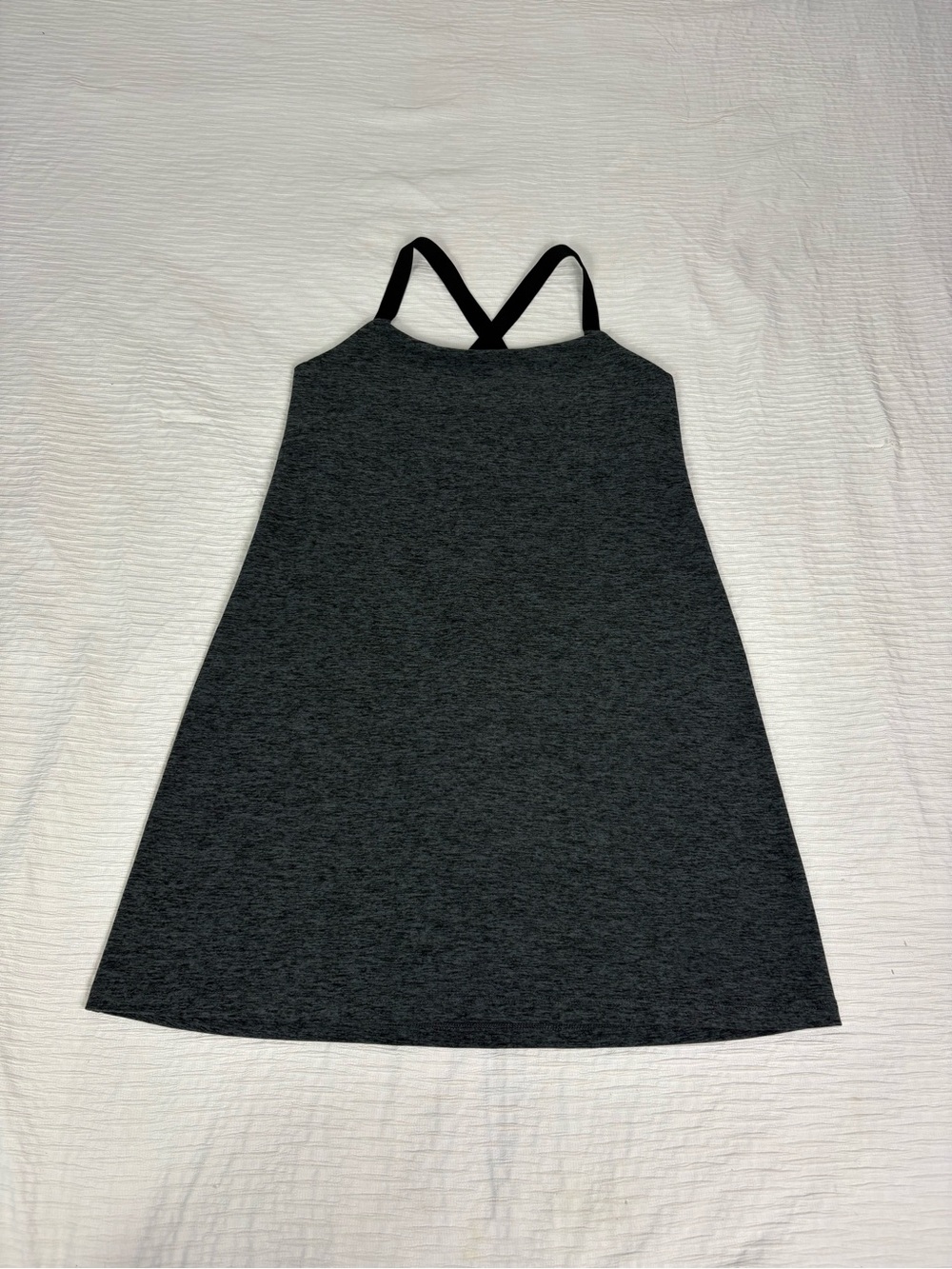Beyond Yoga Charcoal Gray A-Line Mini Dress with Crossback Straps